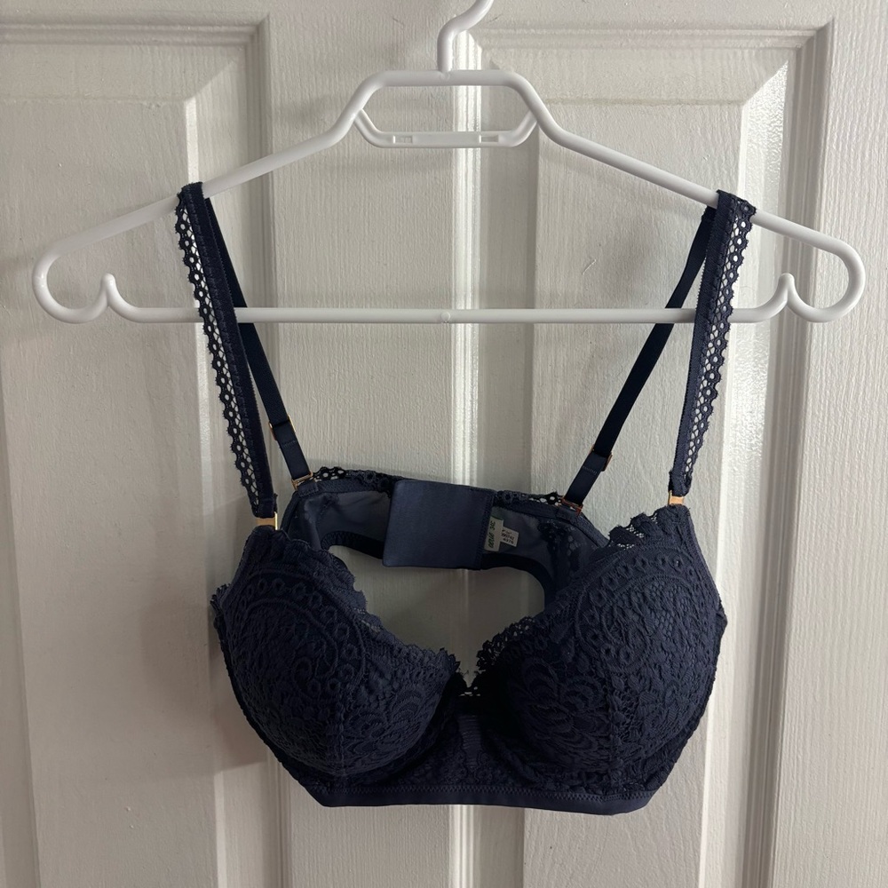 Aerie Blue Lace Demi-Cup Bra